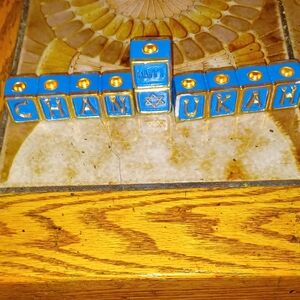 Blue and Gold Hanukkah Manorah